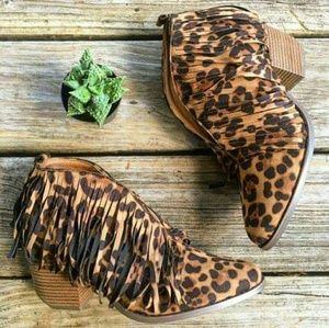 Leopard Fringe booties